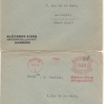 DR - 25 u. 40 Pfg. AFS "Klöckner Eisen AG", 2 Briefe n. FRANKREICH, Duisburg -