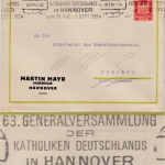 DR - 63. Generalvers. d. Katholiken Deutschlands 1924 Brief Hannover - München