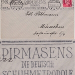 DR - Pirmasens die deutsche Schuhmetropole, Masch.werbstpl. a. Brief n. München