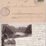 Bayern - Berchtesgaden 1894 Stations-L1 AK-Vorläufer Königsee 1894 n. Hamburg