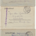 Bayern - 3 Kartenbriefe Bayr. Feldart.Rgt./Feldlazarett n. München ex 1917/18