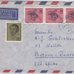 BRD - 3x30+20 Pfg. Hölderlin/Hegel Lupo-Brief n. SÜDAFRIKA Essen - Pretoria 1970