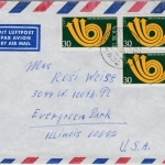 BRD - 3x30 Pfg. Europa Lupobrief n. USA Friesenheim - Evergreen Park 1973