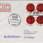 BRD - 50 Pfg. Uni Marburg, 4er-Block a. Einschreibebrief/FDC + ESST n. Kassel