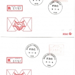 Belgien - 59 Fr. ATM, 6 versch. Schmuck-FDC/Einschreiben 1981