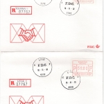 Belgien - 59 Fr. ATM, 6 versch. Schmuck-FDC/Einschreiben 1981