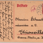 Bayern - 10 Pfg. Hupp Wappen Ganzsache n. FRANKREICH Herrieden - Thionville 1919