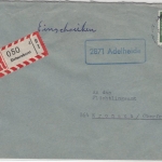 BRD - 2871 Adelheide, Landpoststellen-Ra2 a. Einschreibebrief Delmenhorst 1964