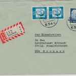 BRD - Ewersbach ü. Dillenburg, Einschreibebrief Poststelle I n. Kronach 1963