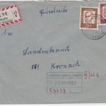 BRD - Holle ü. Hildesheim, Einschreibebrief/Poststelle I n.Kronach 1962