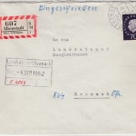 BRD - Altenstadt ü. Schongau, Einschreibebrief/Poststelle I n. Kronach 1962