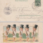 DR - Bahnpost Breslau-Myslowitz Zug 278, Karte(Hemdengigerln !!) n. Breslau 1901