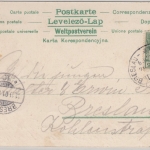 DR - Bahnpost Breslau-Myslowitz Zug 278, Karte(Hemdengigerln !!) n. Breslau 1901