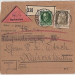 Bayern - 40+5 Pfg. Luitpold/Ludwig, Nachnahme-Paketkarte Pirmasens 2 - 1915