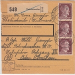 DR - 3x15 Pfg. AH, Paketkarte Thaleischweiler - Idaroberstein 1944