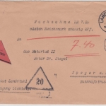 DR - 40+4 Pfg. Hindenburg, Nachnahmebrief Landstuhl - Speyer 1935