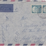 BRD - 2x30 Pfg. Heuss I, Lupobrief n. USA, Eichtersheim ü. Sinsheim 1956 n.