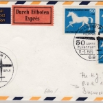 Berlin - 3x50 Pfg. Jugend (Pferde), Lupo-EilBrief n. RUMÄNIEN, SST Mannheim 1969