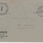 All.Bes. - Gebühr bezahlt, L1 Zensurbrief Mannheim - Köln-Braunsfeld 1945