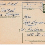 BRD - Brettach ü. Öhringen Landpost Ra2 10 Pfg. Ganzsache n. Heilbronn 1962