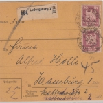 DR - 2x30 Pfg. Adler Paketkarte Ludwigsburg 2 - Hamburg 1924
