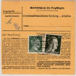 DR - 2x1 RM AH u.a., Dringend Paketkarte Kempfeld (Nahe) Land - Dessau 1943