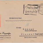 All.Bes. - Gebühr bezahlt, Ra2 a. Einschreibebrief Bad Kreuznach 1947 n.