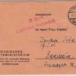 All.Bes. - 6 Rpf. Gebühr bezahlt, roter L2 a. Karte Heppenheim - Bensheim 1947