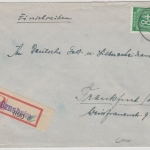 All.Bes./Kontrollrat - 84 Pfg. Ziffer Einschreibebrief Bensheim - FFM 1946