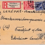 AM-Post - Büttelborn ü. Groß-Gerau Poststelle I Einschreibebrief n. FFM 1946
