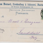 Bayern - Landstuhl 23 NOV (1899) Aushilfsstempel L2 Ank.stpl. Karte v. Darmstadt