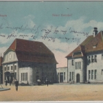 Saarland - Saarlouis, Neuer Bahnhof - Farb-AK, gelaufen 1913