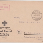 Saar - Gebühr bezahlt Ra1 Firmenkarte Merzig - Bad Dürkheim 1947