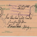 Bayern - Bottenbach 1906 seltener K2 5 Pfg. Ganzsache n. Landau