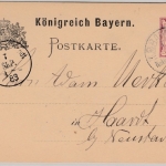 Bayern - Bahnpost Nnkchn-Ldwgsh, K1 a. 5 Pfg. GA-Karte Zweibrücken - Haardt 1882