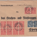 DR-Infla - 12x1+2x2 M. Dienst, Brief Maximiliansau - Speyer 1922