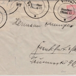 DR - Postamt Frankfurt (Main) 17, Klebevignetten a. beschädigtem Brief ca. 1936