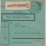 DR - Gebühr bezahlt Ra2 Postgut-Paketkarte (Selbstbucher) Alsfeld - Dessau 1944