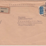 BRD - 60 Pfg. Posthorn, Einschreibebrief Katzenfurt - Frankfurt a.M. 1953
