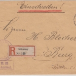 DR - Frei d. Ablösung Nr. 21 Einschreibebrief Dillenburg - Burg 1920, o. Inhalt