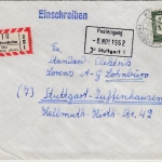 BRD - Wölfersheim ü. Friedberg, Poststelle I Einschreibebrief n. Stuttgart 1962