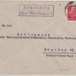 DR - Hohenstein ü. Wiesbaden 5, Landpost Ra2 a. Brief n. München 1935
