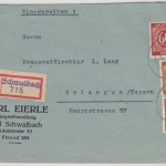 All.Bes./Kontrollrat - 60+2x24 Pfg. Ziffer, Einschreibebrief Bad Schwalbach 1946