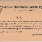 Bayern - Augsburg 1902, 2 Pfg. Rauten GA-Karte m. priv. Zudruck (BB VDI)