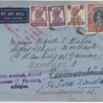 Pakistan/Indien - Luftpostbrief v. Karachi n. Hamburg 1948, ind. Frankatur !
