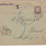 Bayern/Schweiz - 3 Pfg. Wappen, Drucksache i.d. SCHWEIZ 1903, 5 Rp. Nachporto