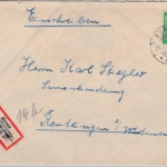 All.Bes./Kontrollrat - 84 Pfg. Ziffer, Einschreibebrief Syrau - Reutlingen 1947