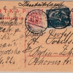 Polen - 4 Mk. GA-Karte+Zusatz, Jiasionna (ehem. Waldheim - Posen) - Berlin 1920