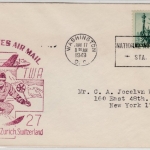 USA - TWA 1st-Flight Washington - Zürich (Schweiz) 1949, ohne Inhalt