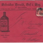 Bayern - Hof 1913, dek. Kräuter-Liquer Werbekuvert n. Wiedensahl